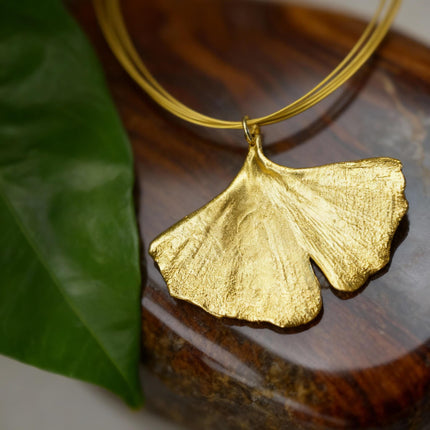 Ginkgo Biloba Necklace – Gold Dipped Real Leaf Pendant | Nature