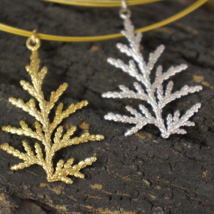Cypress Leaf Necklace – Gold Plated Sterling Silver Pendant | Nature