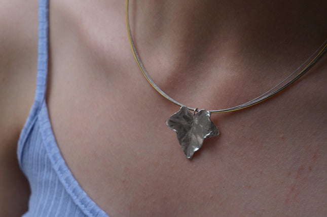 Ivy Leaf Necklace – Sterling Silver Pendant | Pressed Flower, Eco