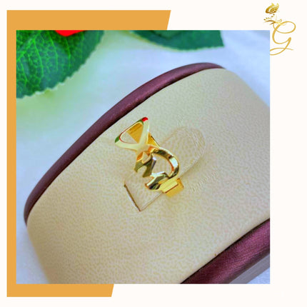 18K Real Solid Gold Personalized Infinity Intial Ring