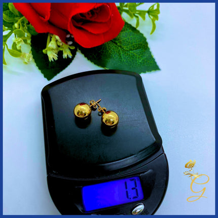 18K Real Gold Ball stud  Earrings