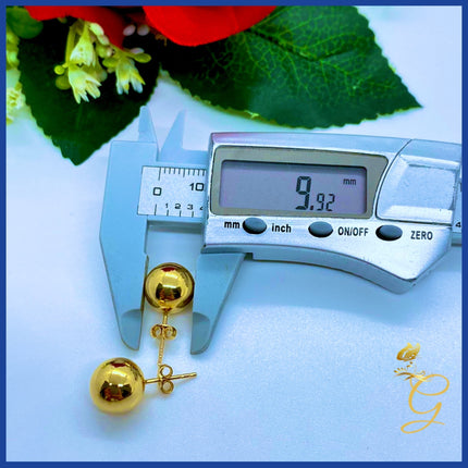 18K Real Gold Ball stud  Earrings
