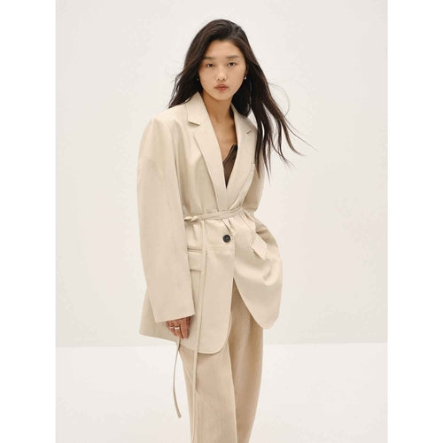 Imported sheepskin wide-shoulder lightweight lace-up suit leather