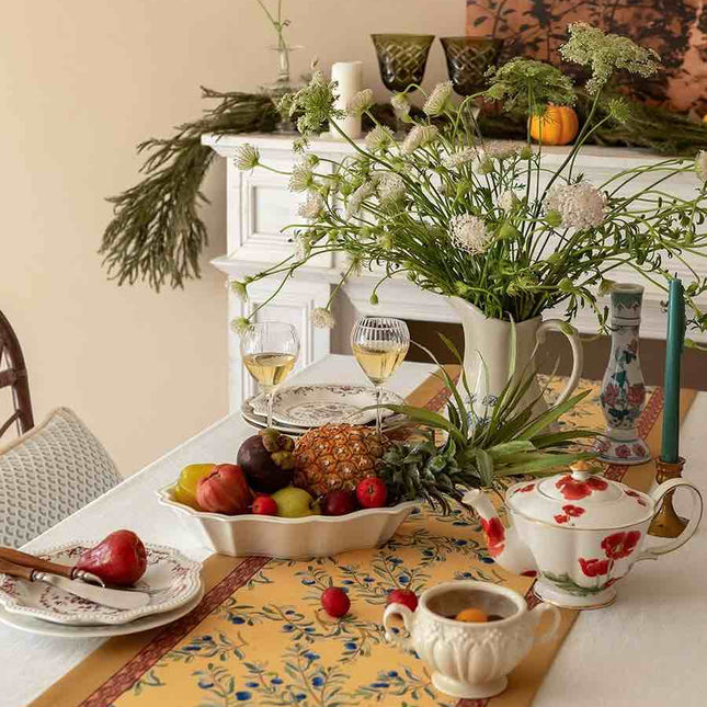 Italian Floral Decorative Table Runner for Elegant Table Setting