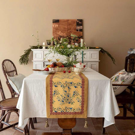 Italian Floral Decorative Table Runner for Elegant Table Setting