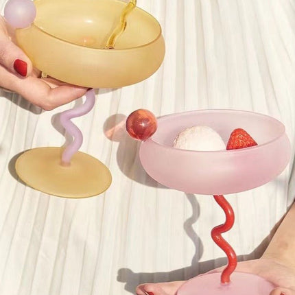 Jelly Bean Wine Glass Set - Whimsical Eclectic Dopamine Cocktail Coupe