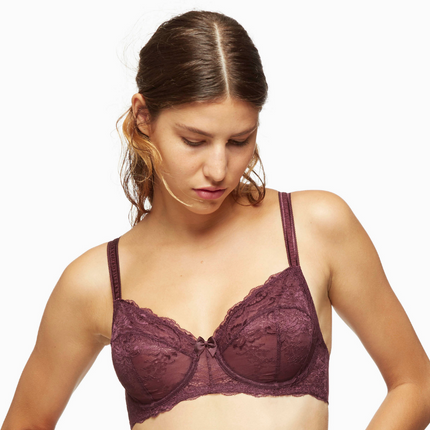 Full Figure Lace Unlined Bra Harlow Elderberry Purple | Blush Lingerie