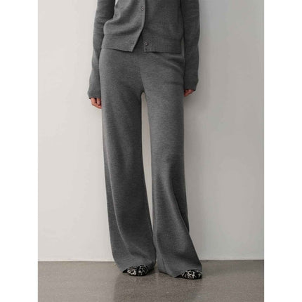 "Lazy urban" Yangtze Merino wool polo-neck cardigan straight-leg