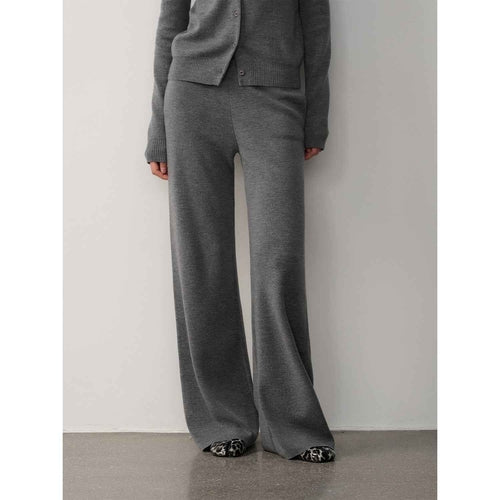 "Lazy urban" Yangtze Merino wool polo-neck cardigan straight-leg