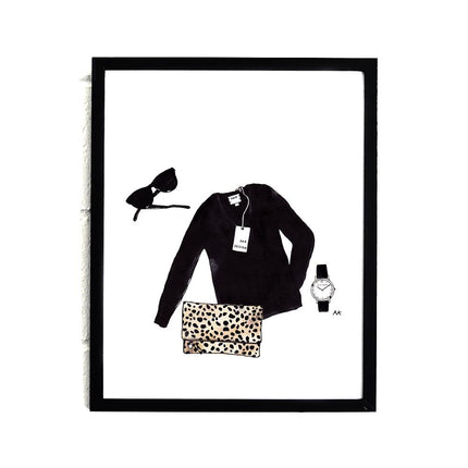 Leopard Clutch & Black Sweater Art Print