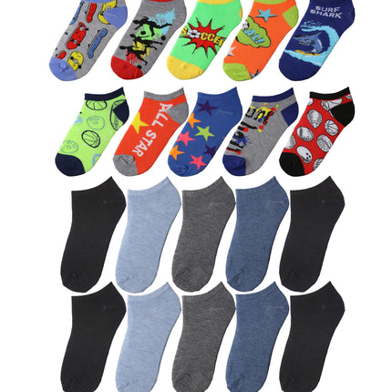 Kids Boys Denim No show socks - 20 Pairs