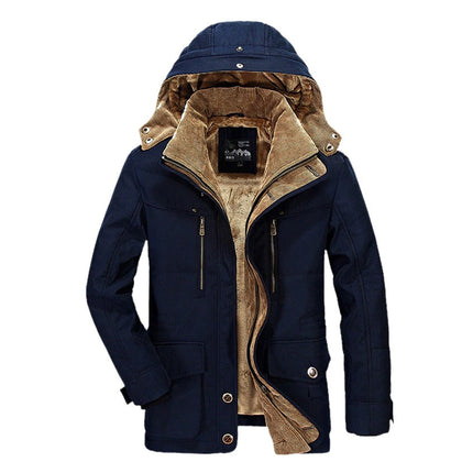 Mens Hooded Winter Parka Coat with Inner Fleece