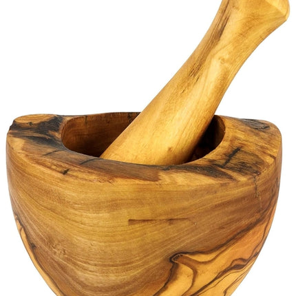 Olive Wood Rustic Mortar and Pestle