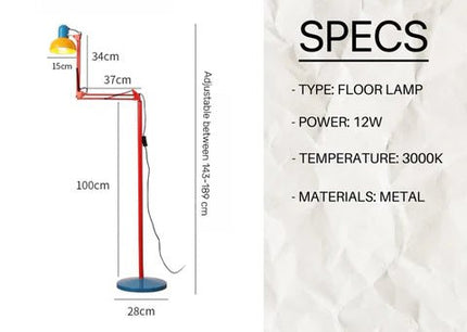 Memphis Retro Tall Metal Floor Lamp - Full Spectrum Eye Protection LED