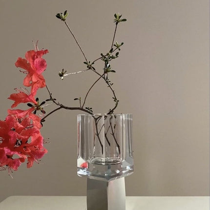 Modern Crystal Block Vase, Contemporary Table Setting Centrepieces