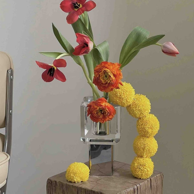 Modern Crystal Block Vase, Contemporary Table Setting Centrepieces