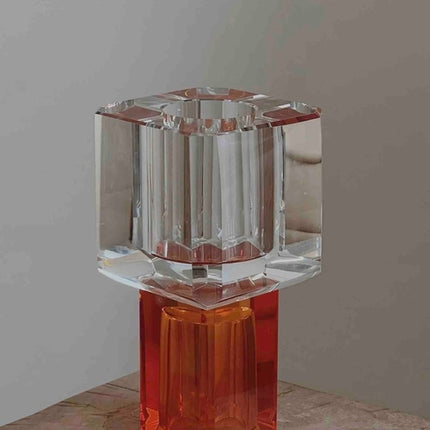 Modern Crystal Block Vase, Contemporary Table Setting Centrepieces