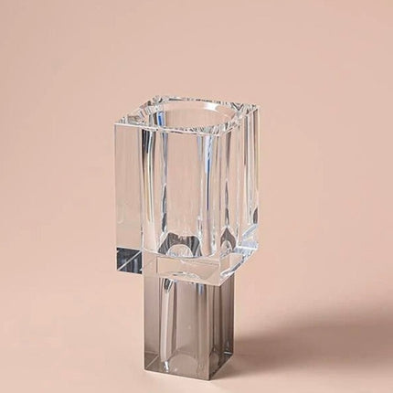 Modern Crystal Block Vase, Contemporary Table Setting Centrepieces