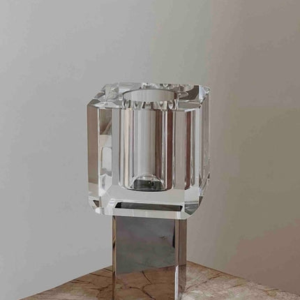 Modern Crystal Block Vase, Contemporary Table Setting Centrepieces