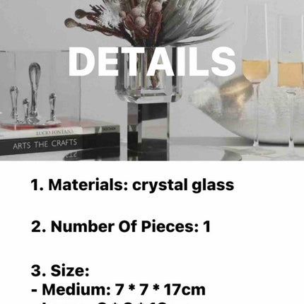 Modern Crystal Block Vase, Contemporary Table Setting Centrepieces