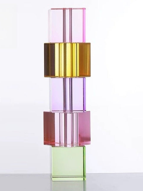 Modern Crystal Cube Bud Vase, Dopamine Table Setting Centrepieces