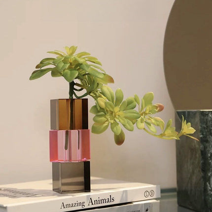 Modern Crystal Cube Bud Vase, Dopamine Table Setting Centrepieces