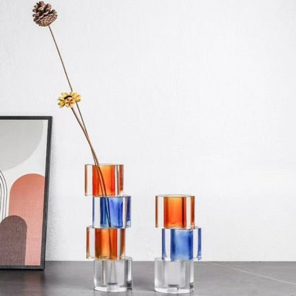 Modern Crystal Nugget Vase, Contemporary Table Setting Centrepieces