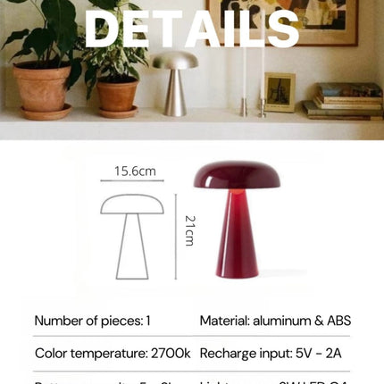 Modern Mushroom Dimmable Portable Led Table Lamp - Como SC53