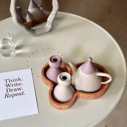 Morandi Ceramic Tea Set Gift Box - Nordic Handmade Cute Teapot & Tea