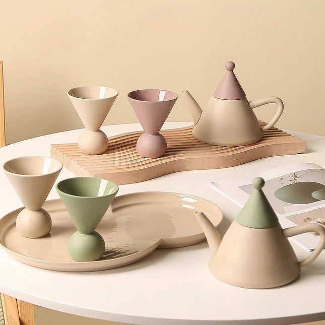 Morandi Ceramic Tea Set Gift Box - Nordic Handmade Cute Teapot & Tea