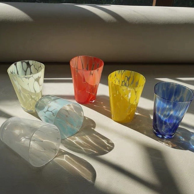 Mouth Blown Colored Monochrome Spot Tumbler Set of 6 ( $16.6 Each )