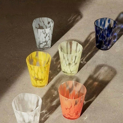 Mouth Blown Colored Monochrome Spot Tumbler Set of 6 ( $16.6 Each )