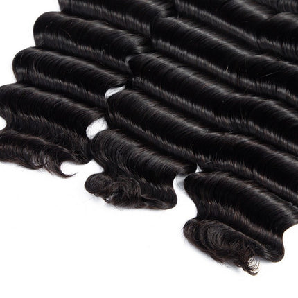 Brazilian 3/4 Fancy Deep Wavy Fumi Human Hair bundles with 4x4 Closure