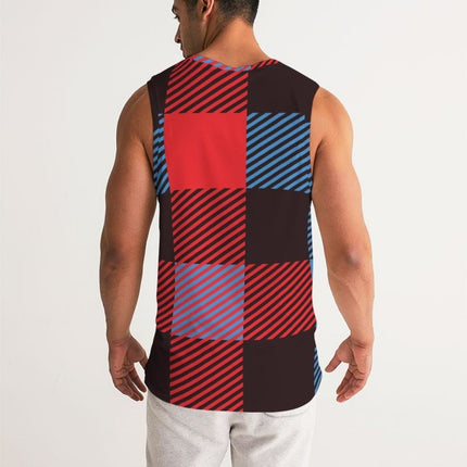 Mens Tank Top - Multicolor Flannel Pattern Sports Top