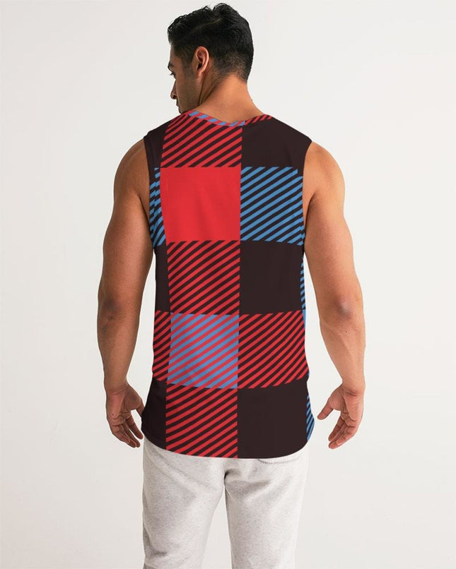 Mens Tank Top - Multicolor Flannel Pattern Sports Top