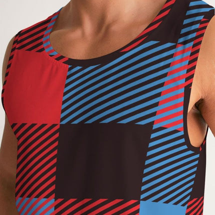 Mens Tank Top - Multicolor Flannel Pattern Sports Top