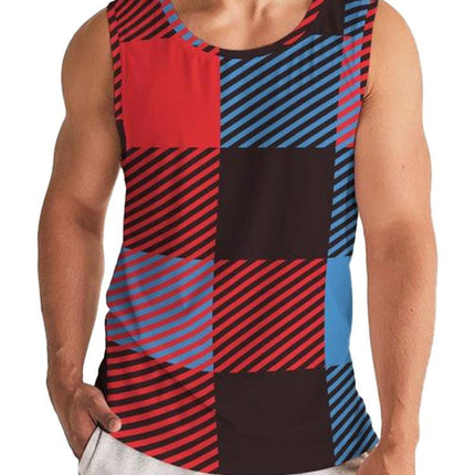 Mens Tank Top - Multicolor Flannel Pattern Sports Top