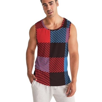 Mens Tank Top - Multicolor Flannel Pattern Sports Top
