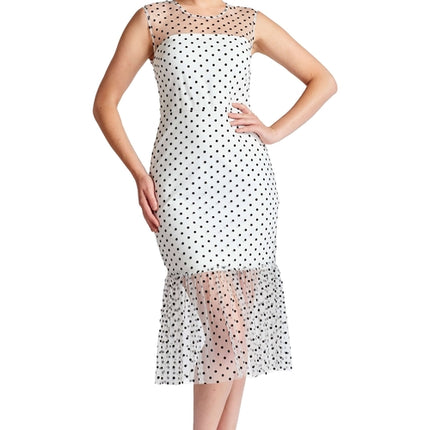 Muse Dress - Sleeveless polka dot midi mesh dress