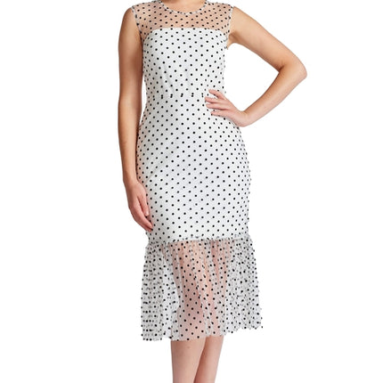 Muse Dress - Sleeveless polka dot midi mesh dress