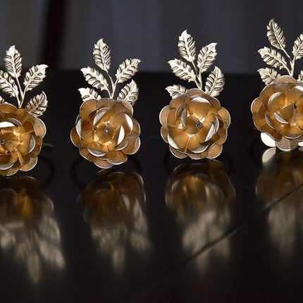 Vibhsa Golden Rose Set of 4 Napkin Rings