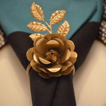 Vibhsa Golden Rose Set of 4 Napkin Rings