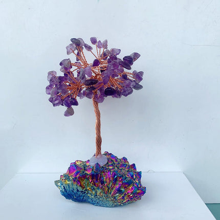 Natural Amethyst Rainbow Aura Lucky Tree