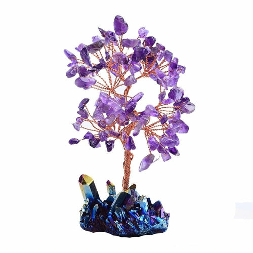 Natural Amethyst Rainbow Aura Lucky Tree