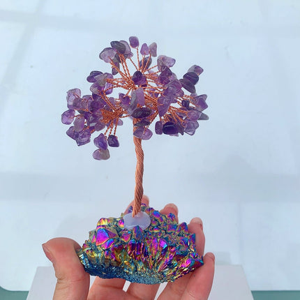 Natural Amethyst Rainbow Aura Lucky Tree