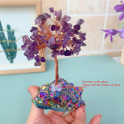 Natural Amethyst Rainbow Aura Lucky Tree