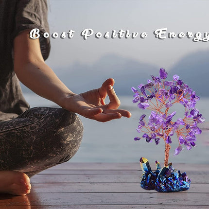 Natural Amethyst Rainbow Aura Lucky Tree