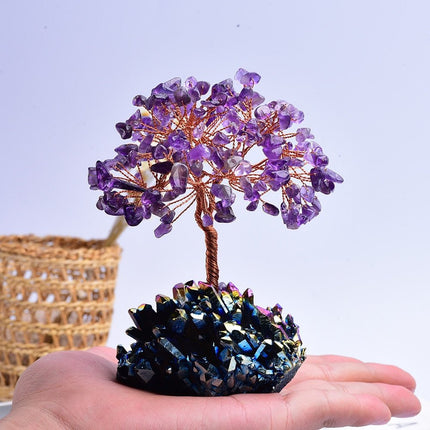Natural Amethyst Rainbow Aura Lucky Tree