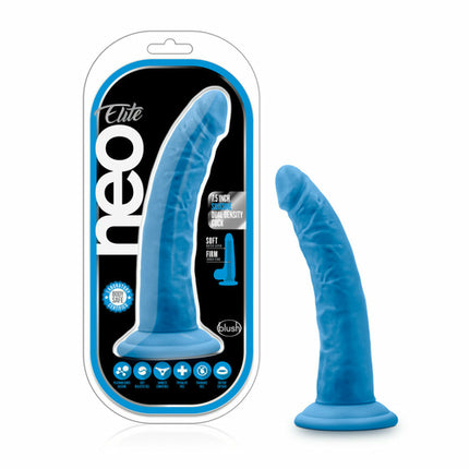 Neo Elite - 7.5 Inch Silicone Dual Density Dildo - Neon Blue/Pink