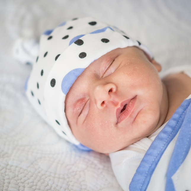 Organic Baby Beanie - Blue Clouds